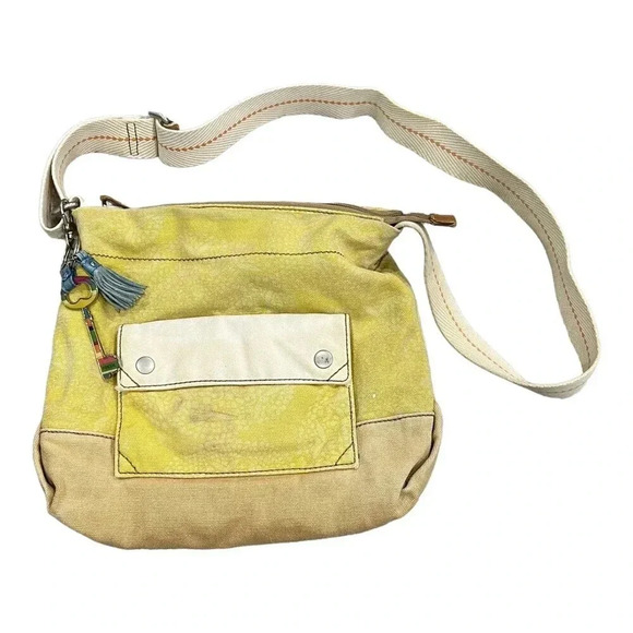 Fossil Yellow Canvas Messenger Bag - Picture 1 of 12